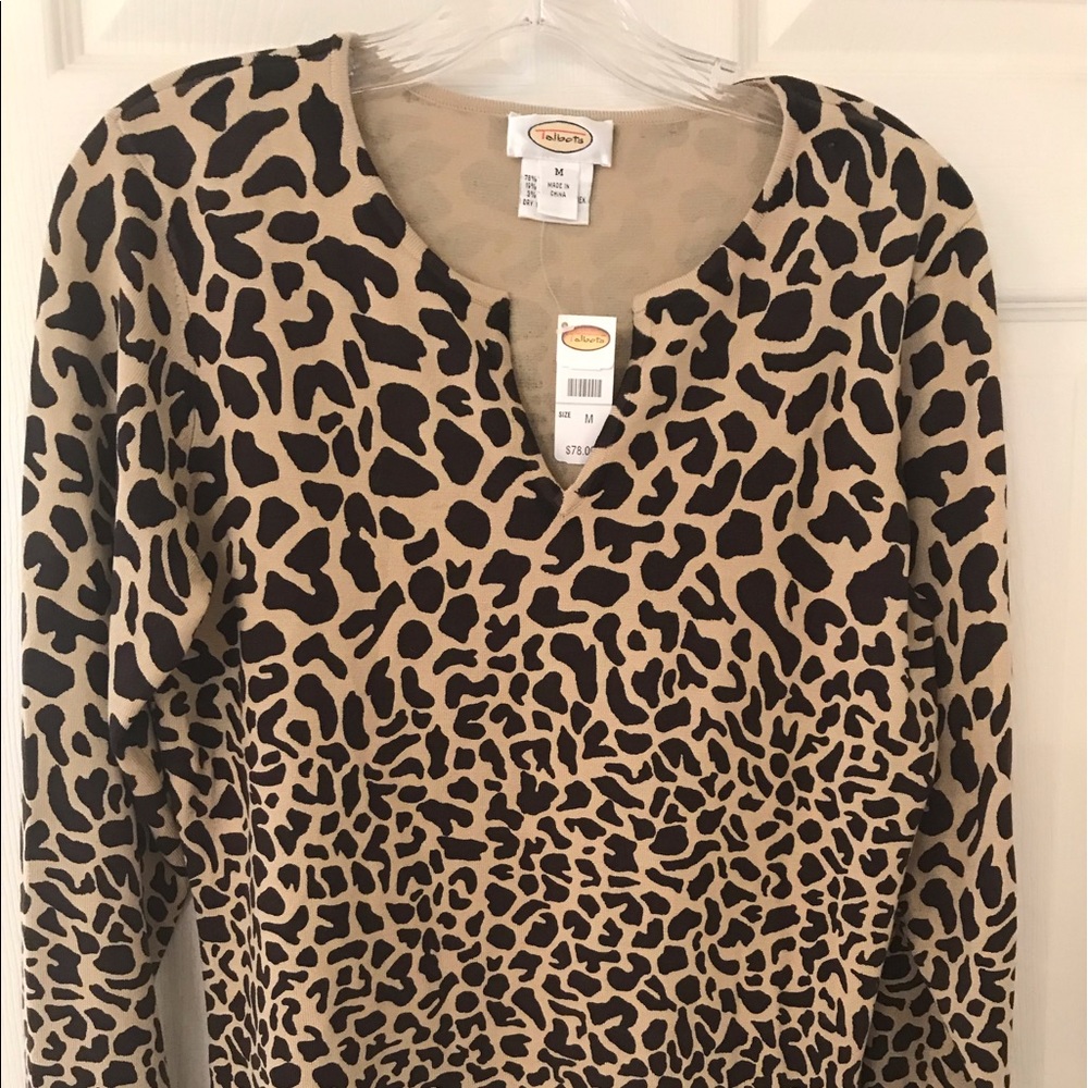 Talbots Animal Print Silk Pullover Sweater NWT